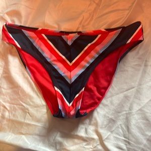 pink red blue and white semi v shape swimsuit bottoms